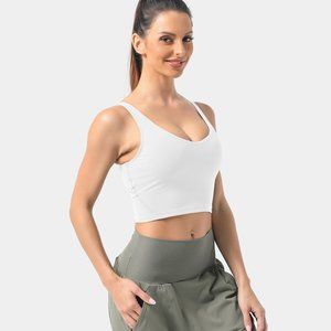 NWT Halara Cloudful Padded V Neck Cropped Yoga Tank Top in white (XS)